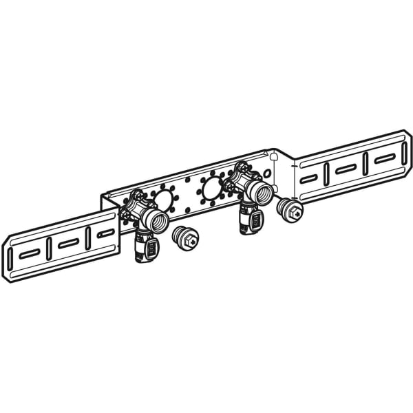 Geberit FlowFit Anschlusswinkel 90Gr vormontiert 2-fach Rg+ d16-Rp1/2 L:52mm