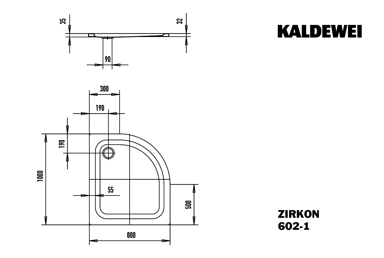 KA DW ZIRKON Mod.602-1,800x1000mm, alpinweiß