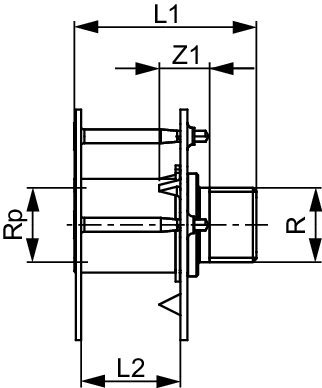 TECEflex Wanddurchführung universell m. Druckr. Rp1/2"xRp1/2" Siliziumbronze