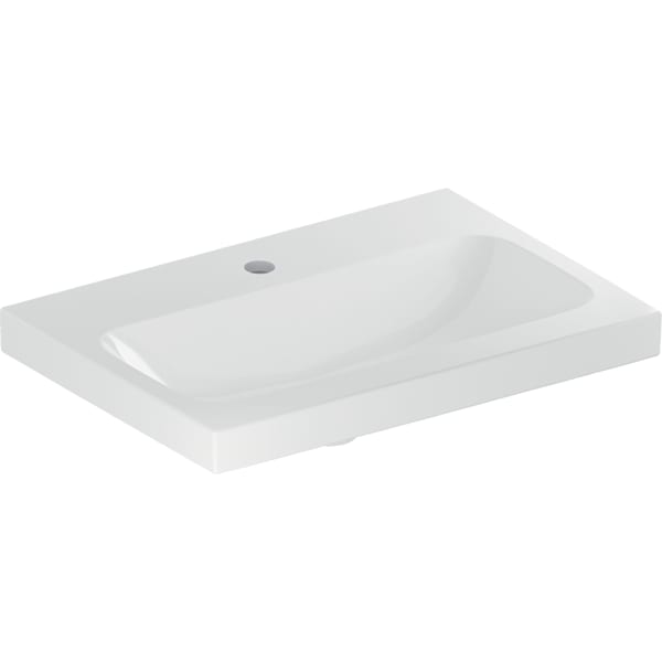Geberit iCon Light WT 60x42cm, verk. Ausld. mit Hahnloch, ohne Überlauf, weiß