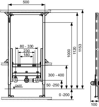 TECEprofil Bidetmodul BH 1120 mm für wandhängendes Bidet