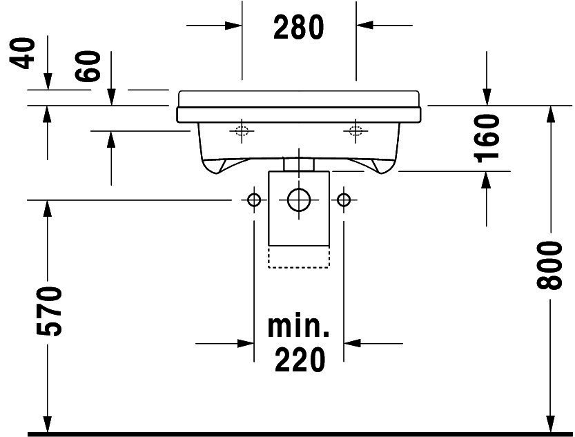 DU Waschtisch Starck 3 Vital Med 600 mm ohne ÜL, mit HLB, HL-Vst., weiß WG