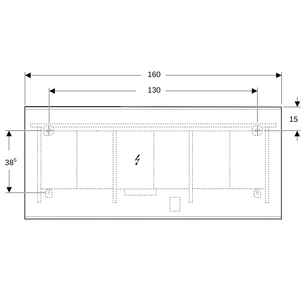 Geberit Option Plus LSP, eckig, direkte Bel. u. ind. Bel., 160x70x3,5cm, alu elox