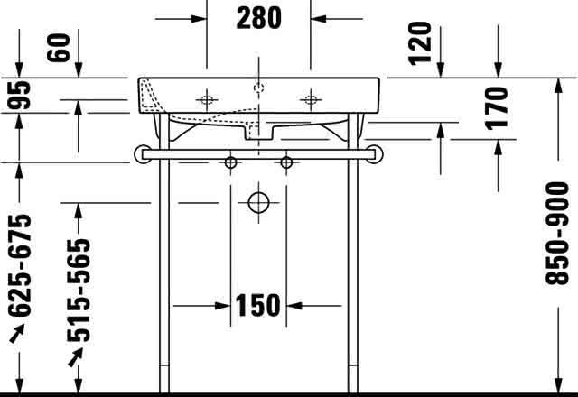 DU Möbelwaschtisch Happy D.2 650 mm mit ÜL, mit HLB, 1 HL, weiß
