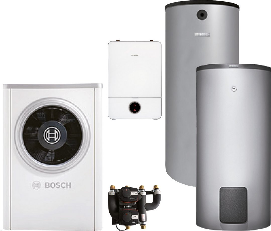 BOSCH Luftwärmepumpen-Paket BOPA CS736 CS7001iAW17OR-T, AWE17, BH200, WH 370