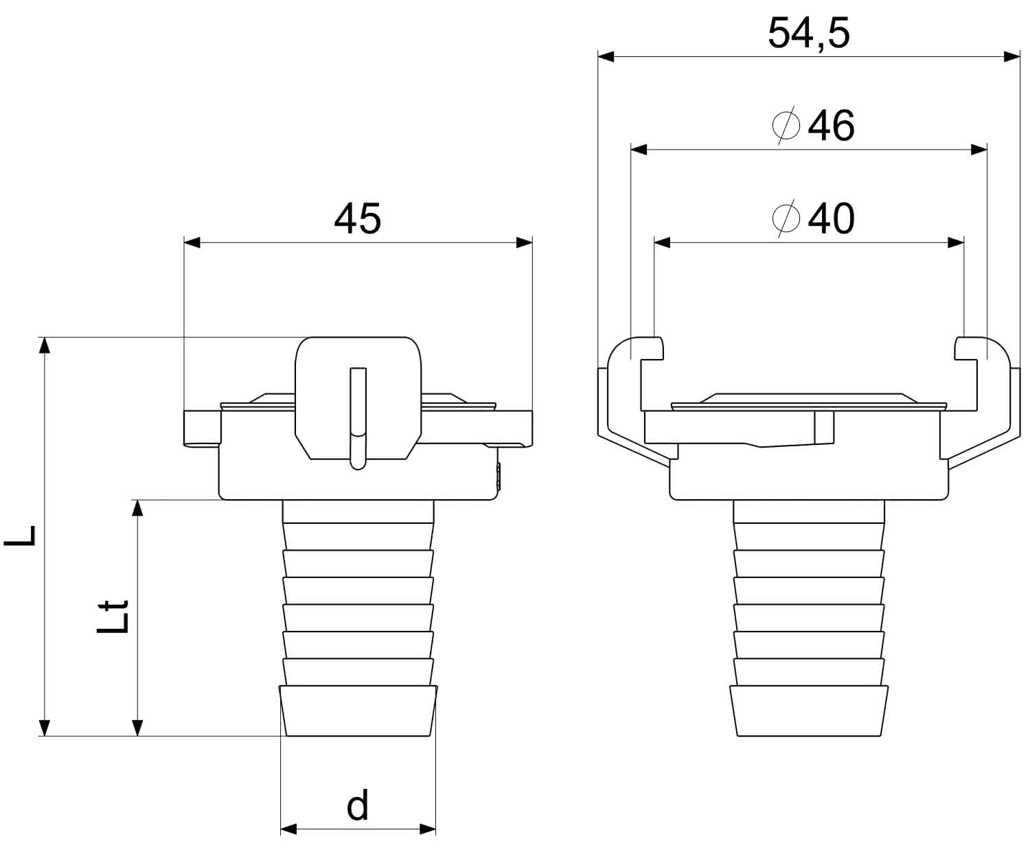 Schnellkupplung für Schlauch DN15 1/2",MS,KTW u.W270 Freigabe