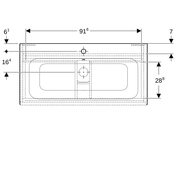 Geberit Renova Plan Set MWT m. US, 1 Schubl. 100x62,2x48cm, weiß hgl.