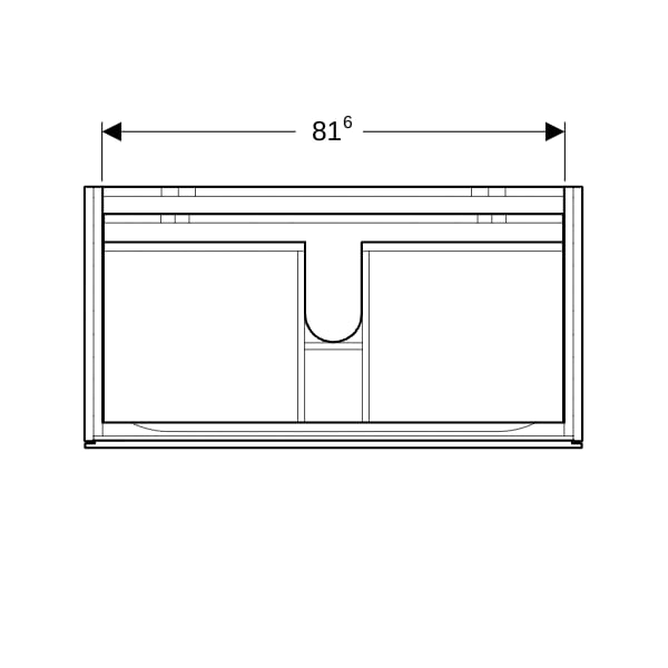 Geberit Xeno2 Unterschrank f. WT, 2 Schubl. 88x53x46,2cm, sculturagrau