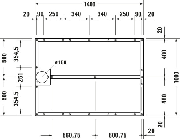 DU Fußgestell für Stonetto Duschwanne 1400x1000mm