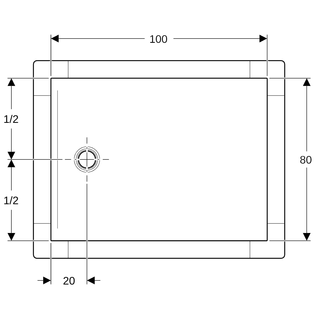 Geberit CleanFloor30 Duschfläche 100 x 80 cm integriert, mit Dichtvlies, graphit matt