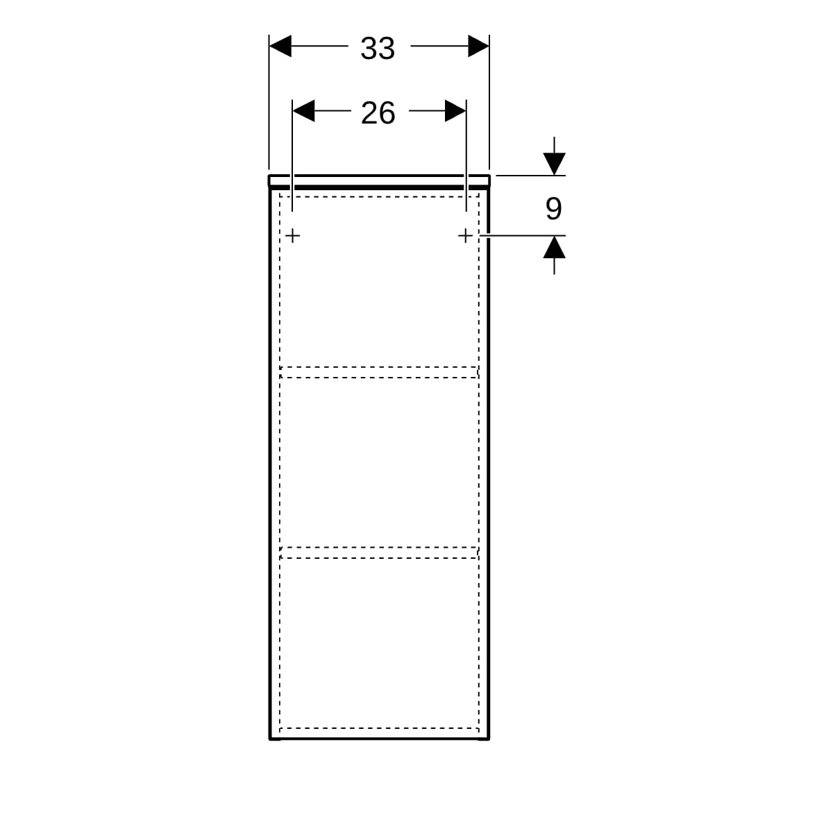 Geberit Renova Plan Mittelhochschrank m.1 Tür 33x85x29,7cm, weiß/l. seidenmatt