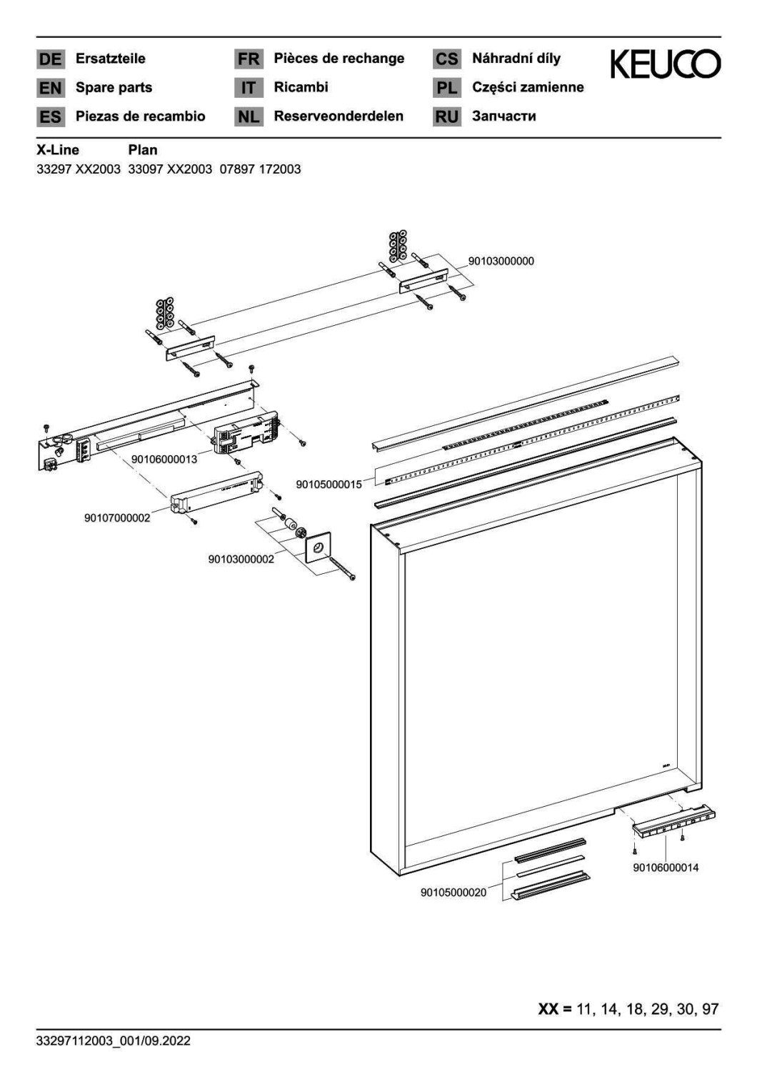 KEUCO LS X-Line X-Line 33297, DALI 650x700x105mm vulk.