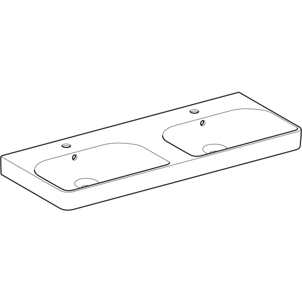 Geberit Smyle Doppelwaschtisch, eckig 120x48cm, m. Hl., m.Ül., weiß, KeraTect