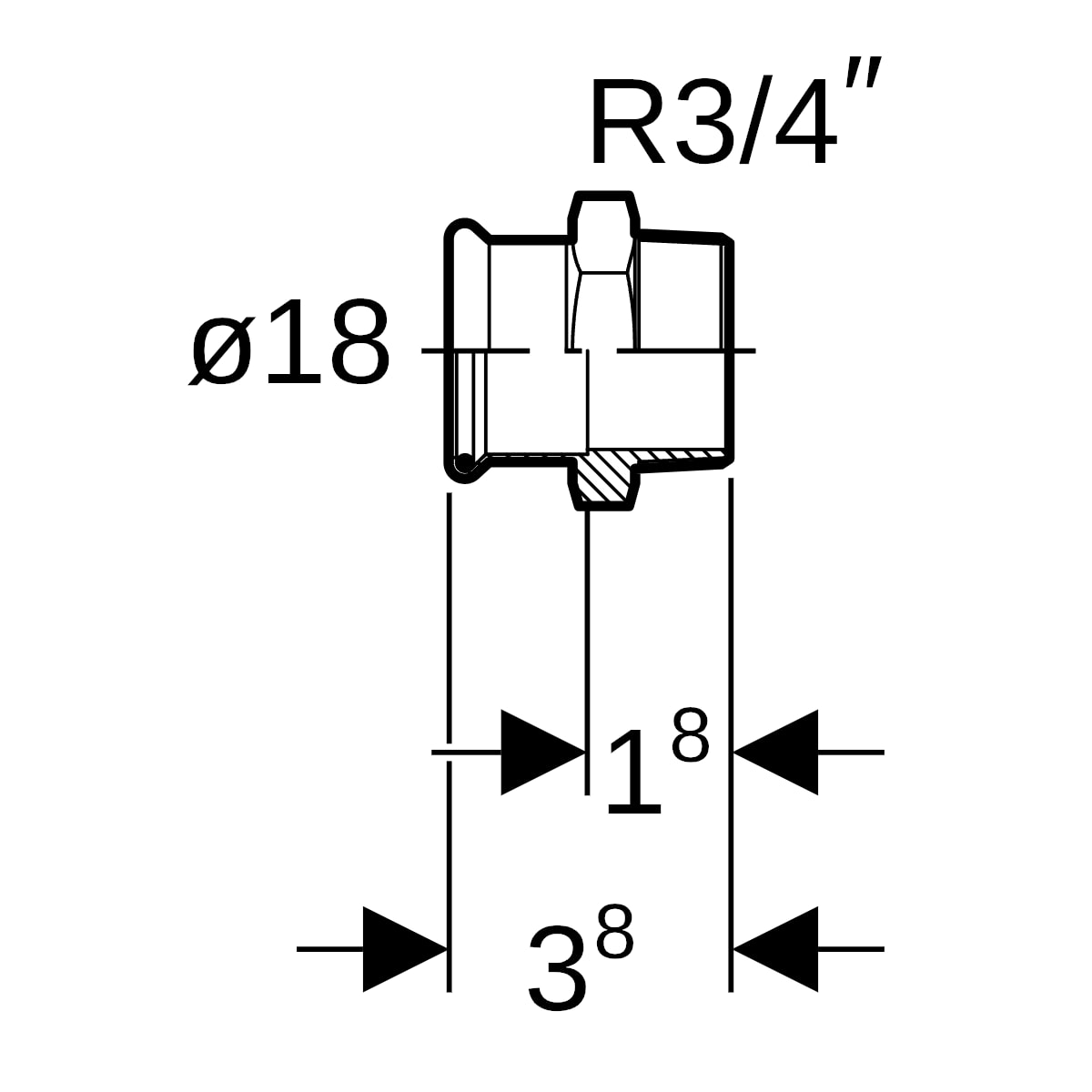 Geberit Mapress Kupfer Übergang mit AG Rg d18-R3/4