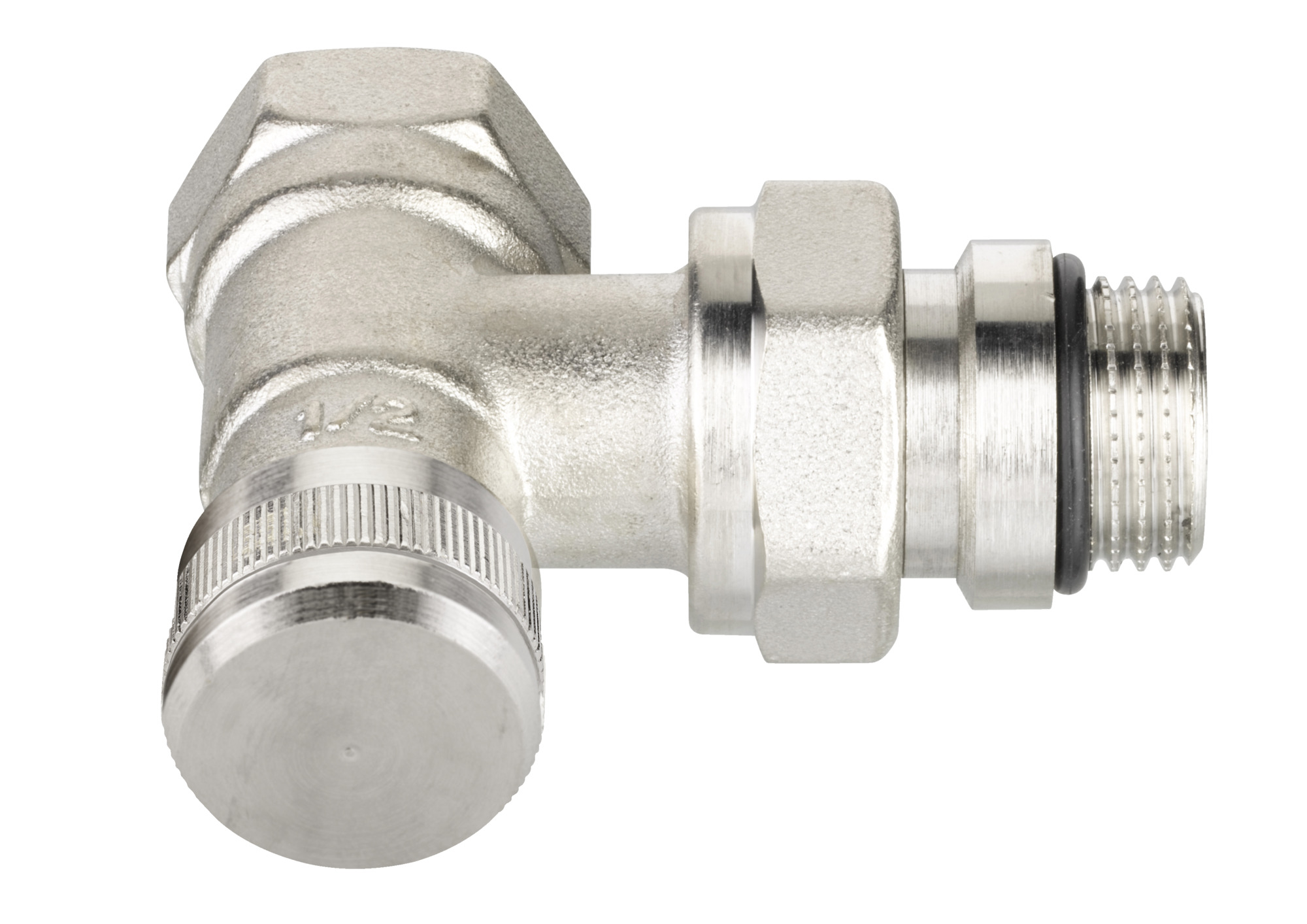 Danfoss Rücklaufverschraubung RLV 15 R 1/2, Eck, vernickelt, selbstd, Nippel