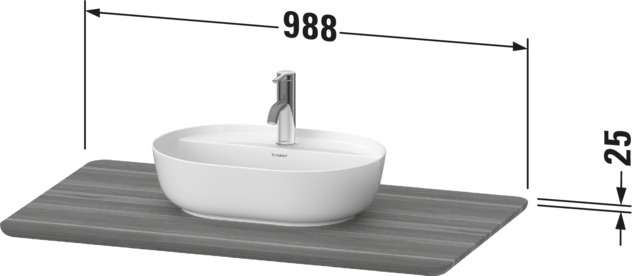 DU Luv Massivholzkonsole 1 Ausschnitt 25x988x595mm, Amerikanischer Nussbaum