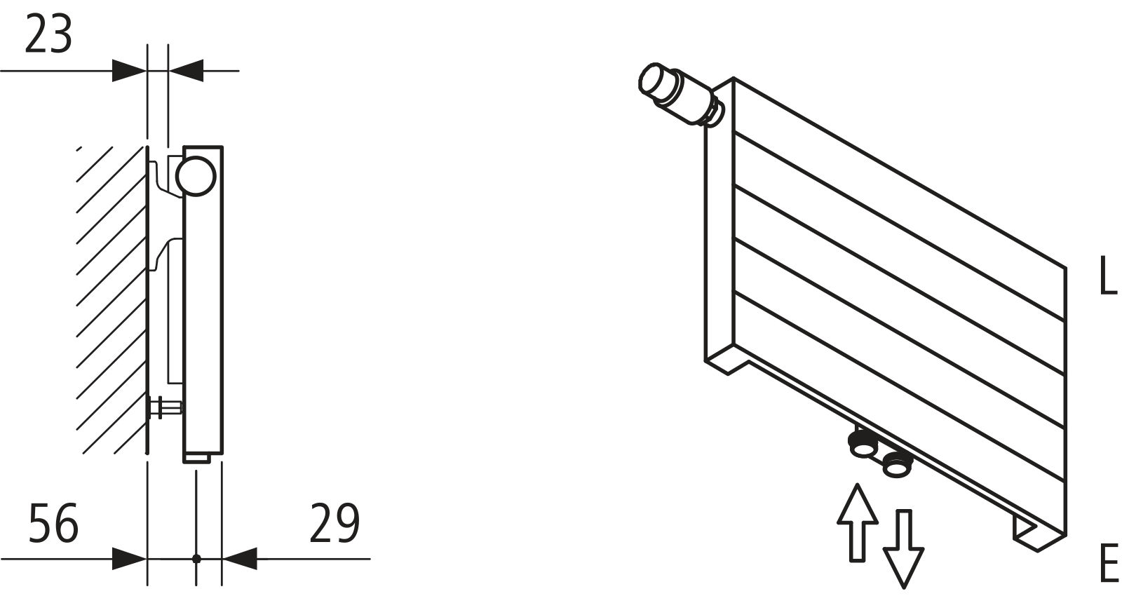 Kermi V-Heizwand HHV11 BH700x61x2000 QN2346,weiß,6bar,m.Abd.,Ausf. re,LH540