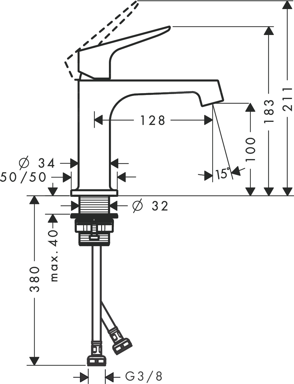 Hansgrohe Waschtischmischer Axor Citterio M mit Ablaufgarnitur chrom Hansgrohe Waschtischmischer Axor Citterio M mit Ablaufgarnitur chrom