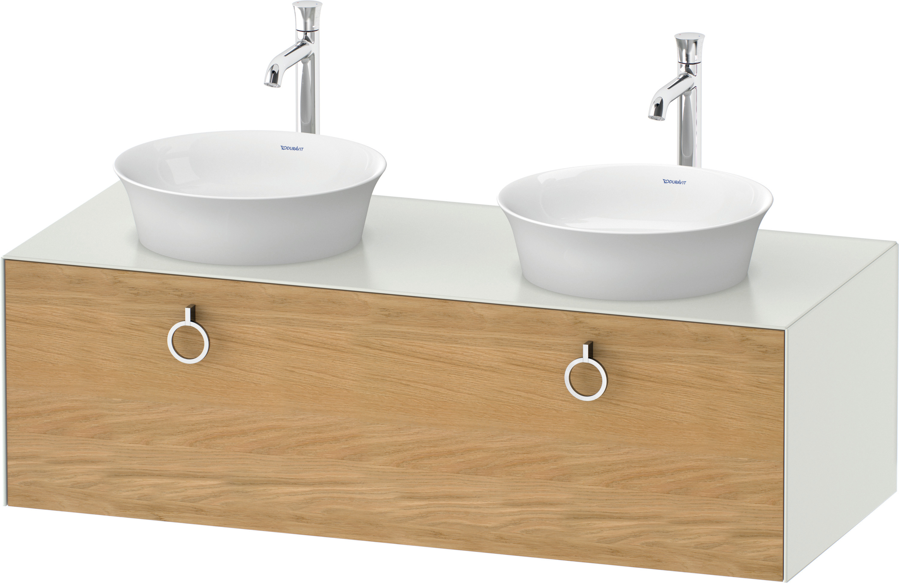 Duravit WTU wandh.White Tulip,1 Aus.,m.Griff Aus.b,408x1300x550,Eiche N.M./Weiß Sdm.