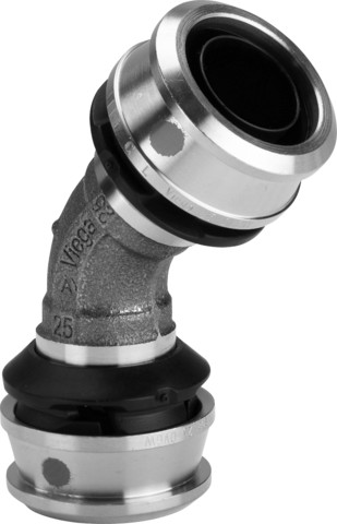 Viega Winkelkupplung mit SC Raxofix 5326 in 32mm Siliziumbronze 45 Grad