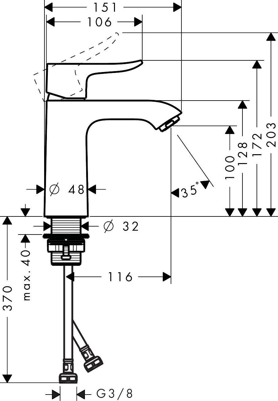 Hansgrohe Waschtischmischer 110 Metris ohne  Ablaufgarnitur chrom