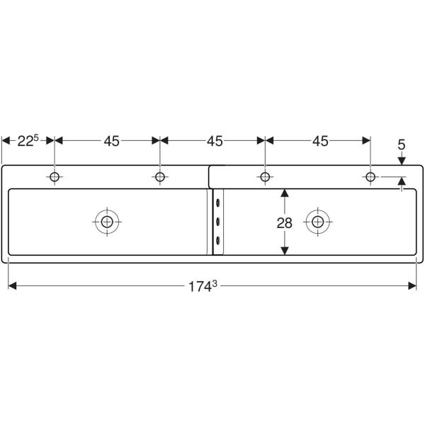 Geberit Bambini Spiel- und Waschlandschaft für 4 WT-Arm., tieferes Becken li, weiß