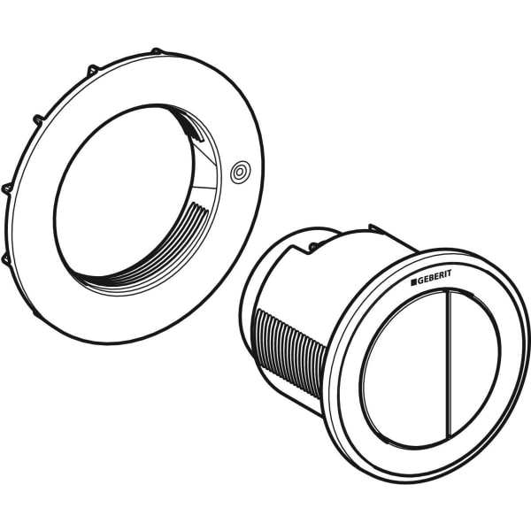 Geberit Typ 10 Fernbetätigung, rund, pmeum. 2-M-Sp., Möbeldrücker, weiß glzd/gold gl