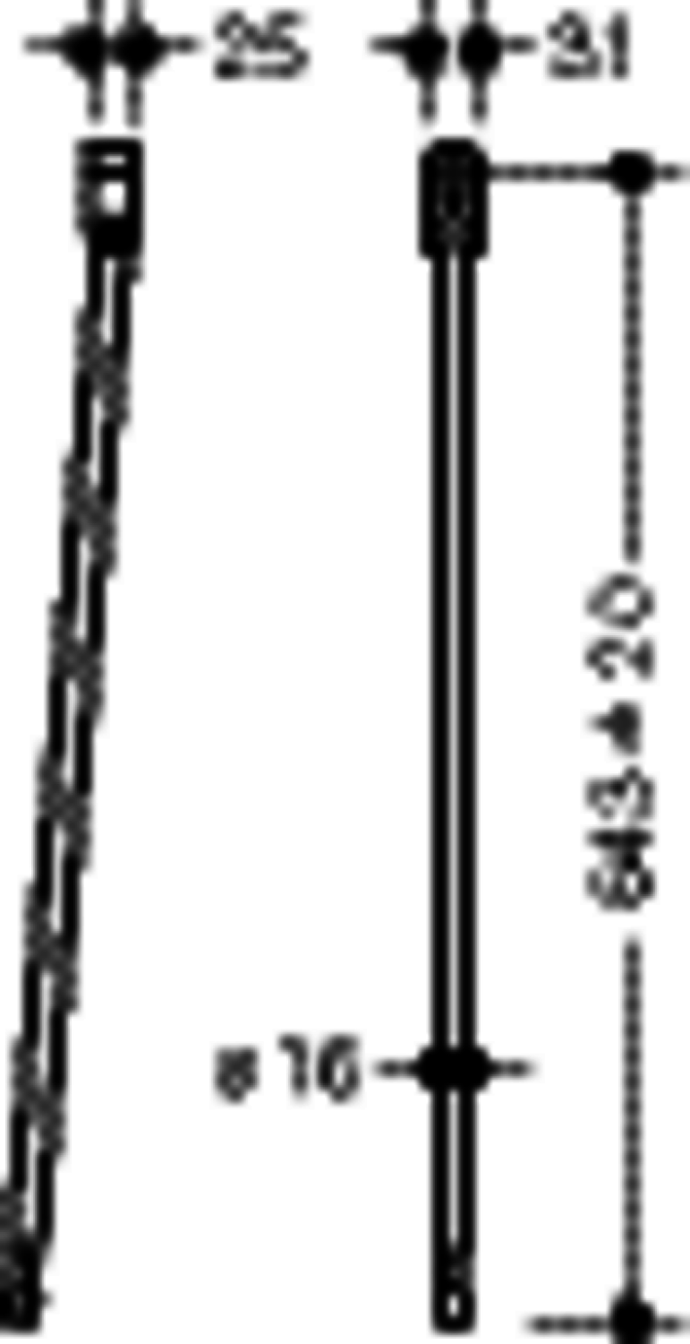 HEWI Bodenstütze f.SK-Griffe 950.50., L:643mm, Edst., Anb. farbig signalweiß