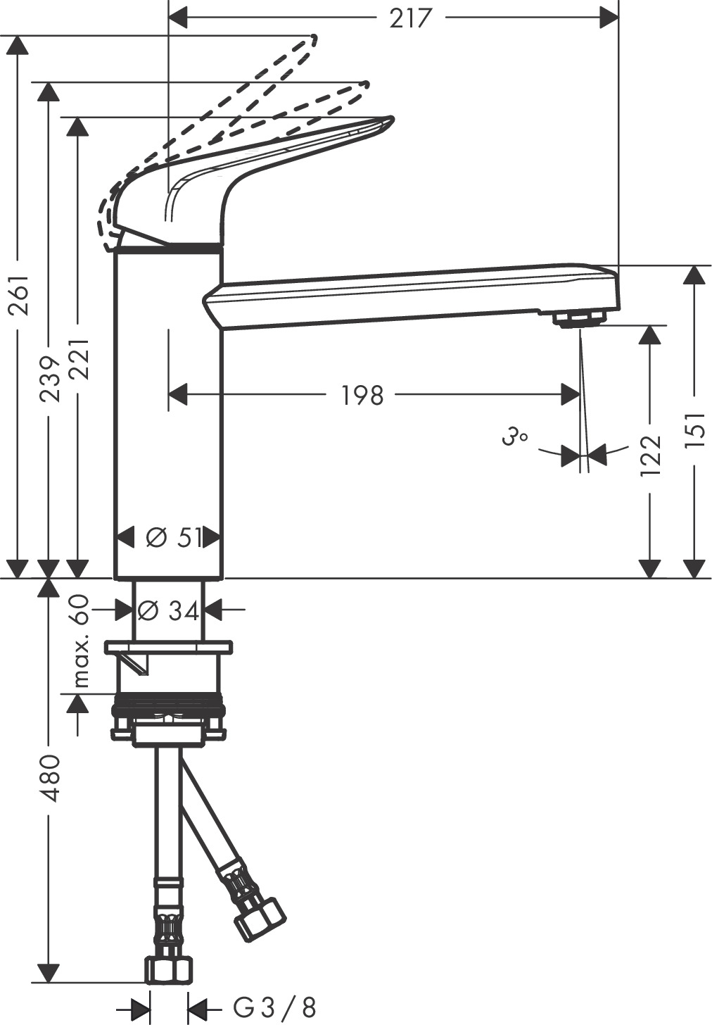 Hansgrohe Spültischmischer 120 Focus M42  CoolStart, EcoSelection 1jet chrom