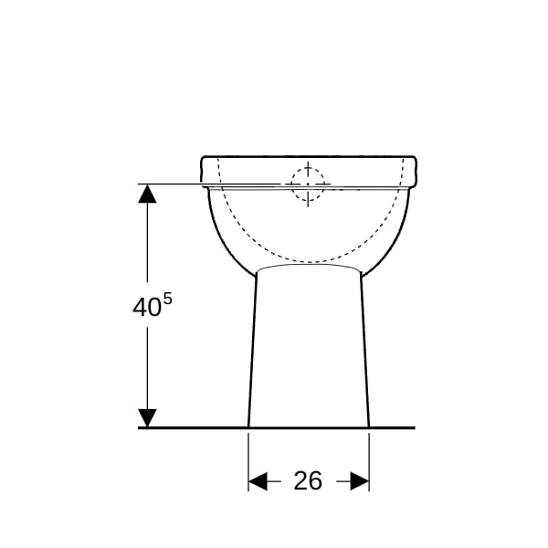 Geberit Renova Comfort Stand-WC Flachspüler erhöht barrierefrei, Abg. vertikal, weiß