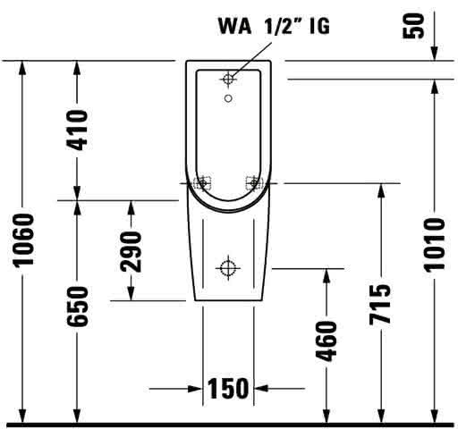DU Urinal Starck 3, Zulauf von hinten rimless, ohne Fliege, weiß