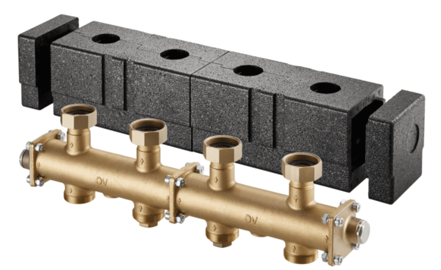 OVENTROP-Modulverteiler für Regumat DN 25, für 2 Heizkreise, Messing OVENTROP-Modulverteiler für Regumat DN 25, für 2 Heizkreise, Messing