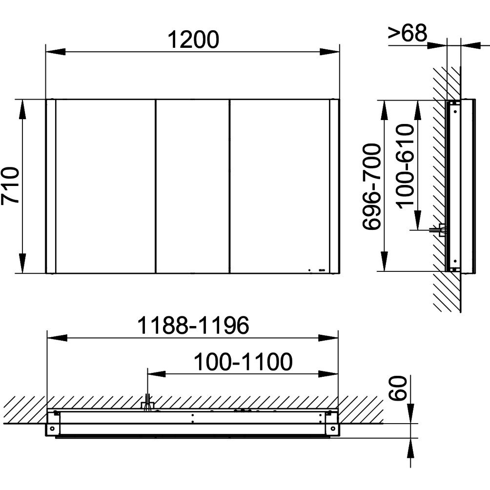 KEUCO SPS Somaris 14514, EB 1200x710x115mm verspgl.