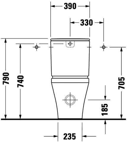 DU Stand-WC Kombi DuraStyle 630 mm Tiefspüler, f.SPK, Abg.Vario, weiß