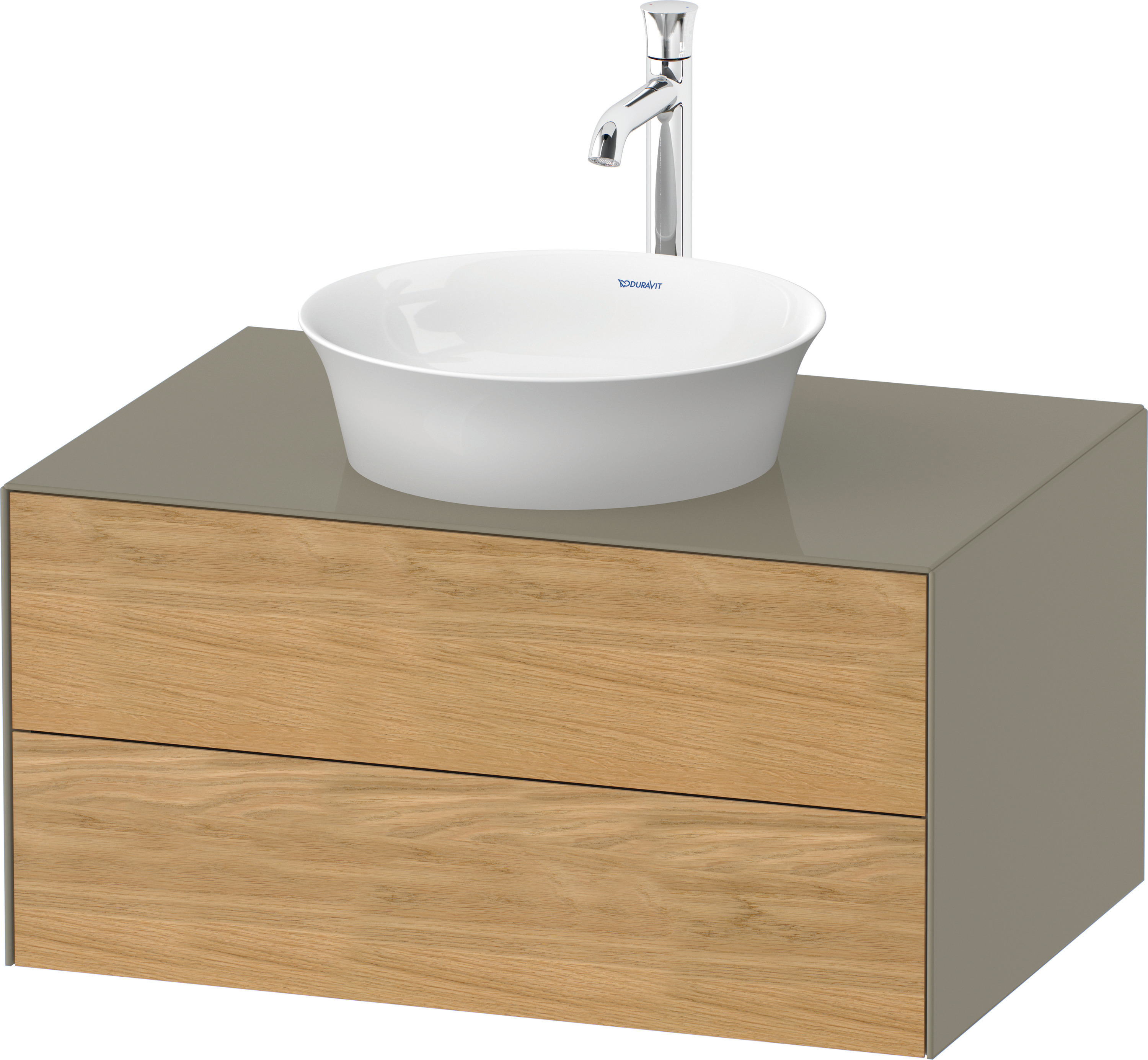 Duravit WTU White Tulip wandhängend, 2 SchKa 408x800x550mm,Eiche N.M/Steingrau HGL