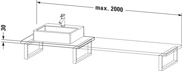 Duravit Konsole variabel DuraStyle 1 Ausschn.,30xvarx550,Nussbaum Dunkel