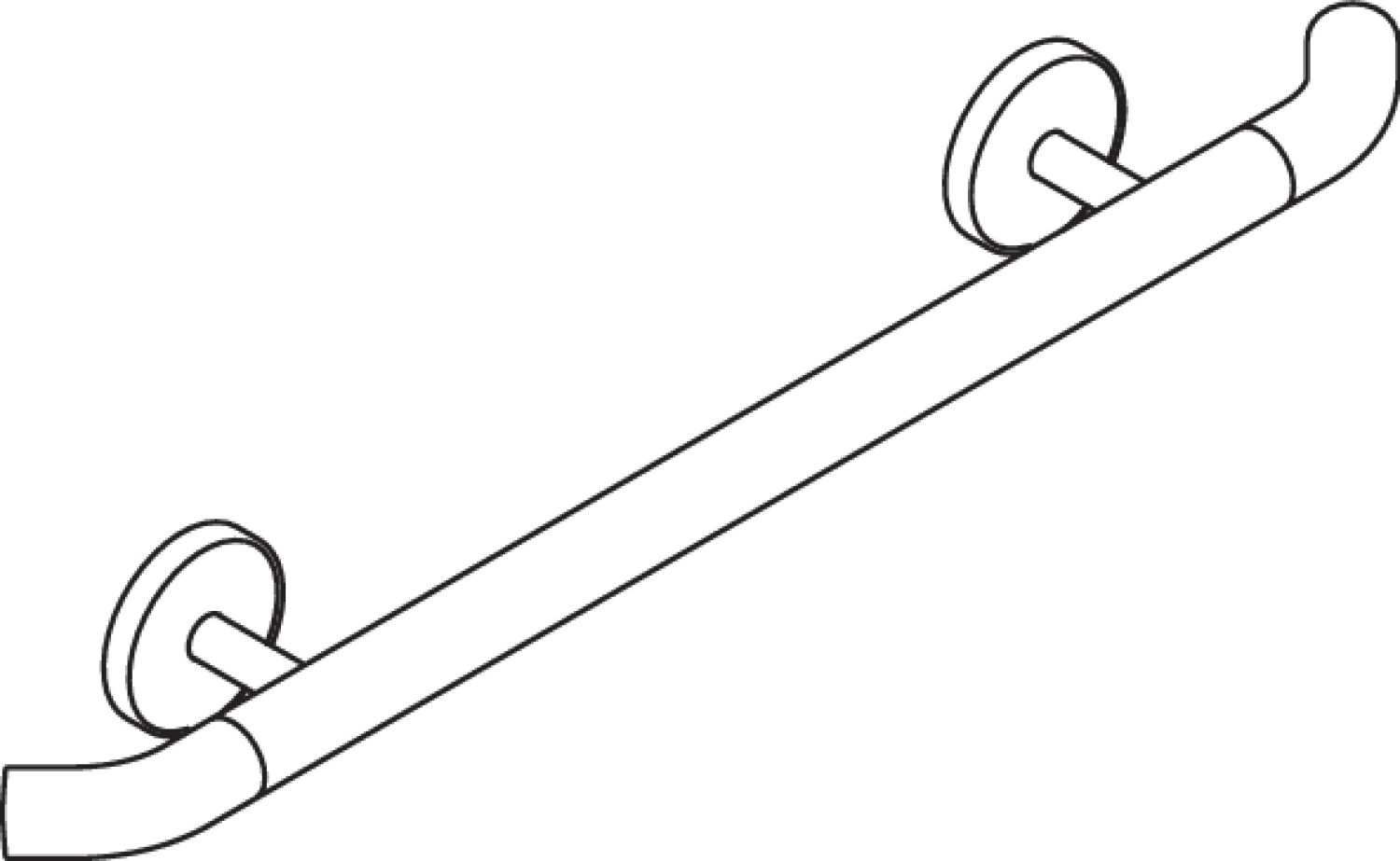 HEWI Haltegriff, L:600, 45 Gr Endbogen, unifarben signalweiß