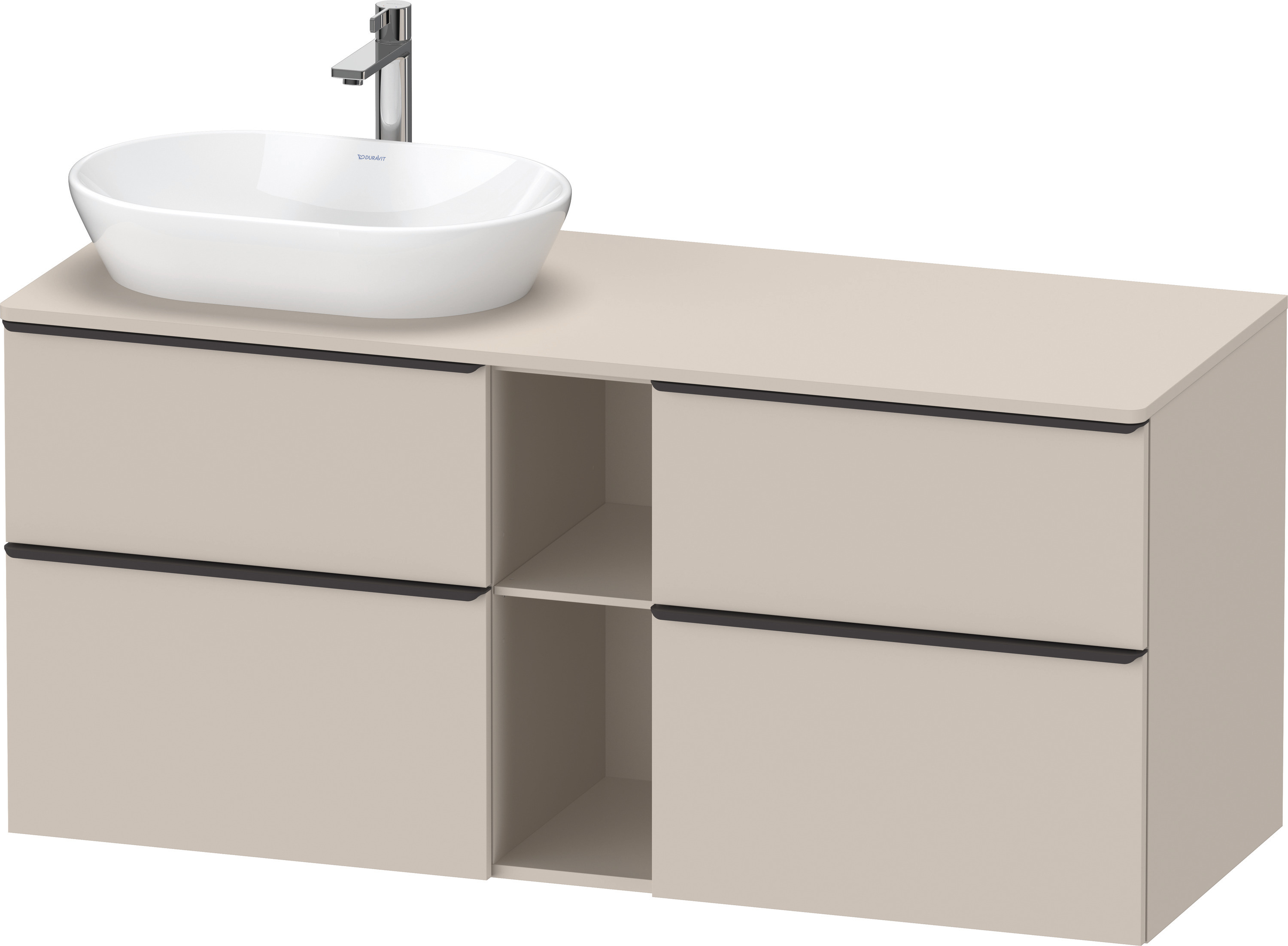 Duravit D-Neo,Kons-WTU,L,AZ:2,SBK:2,Gr:D.Schw 1400x550x644mm,Wandh,Taupe Matt, Dekor