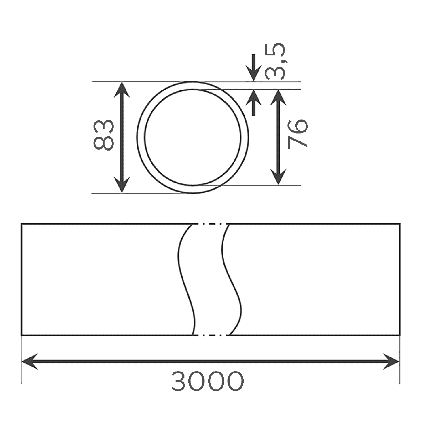SML-Rohre DN 80 x 3000mm lang