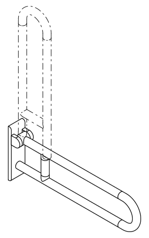 HEWI Stützklappgriff Ser 801, L:700mm, Stahlkern reinweiß