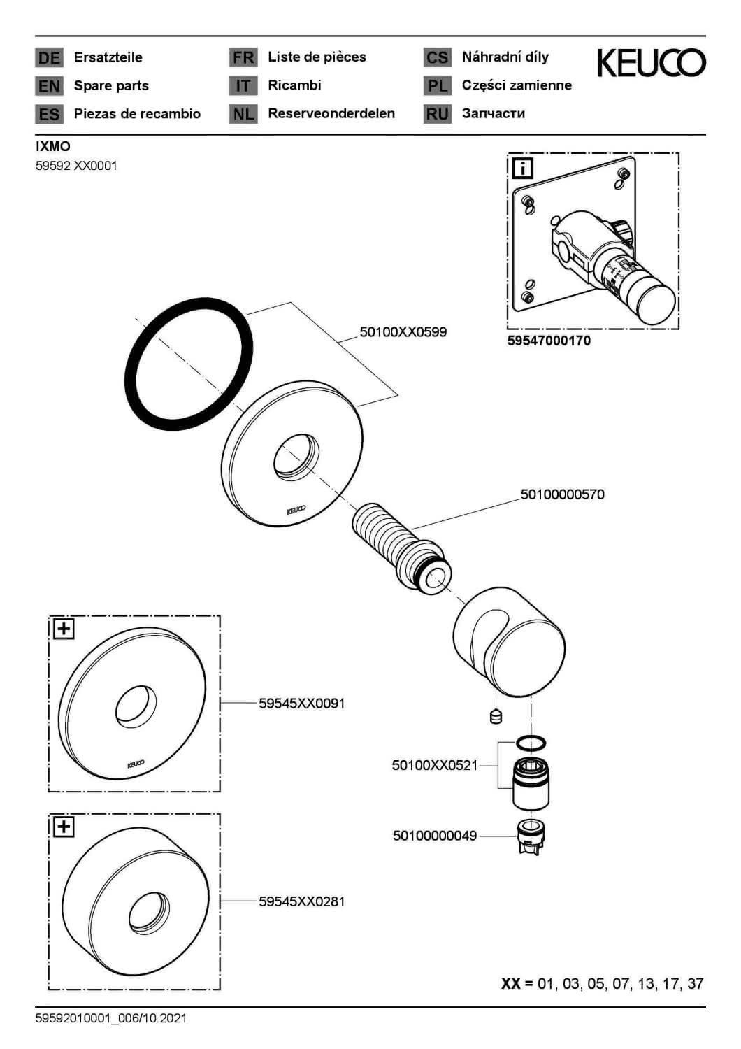 KEUCO Schlauchanschluss IXMO 59592, mit Brausehalter, rund, verchromt