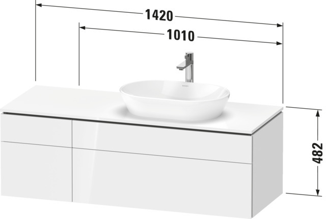 DU Konsolen-WTU wandhängend L-Cube 550x1 400x482mm Weiß Matt 2 Ausz 2 Schubk