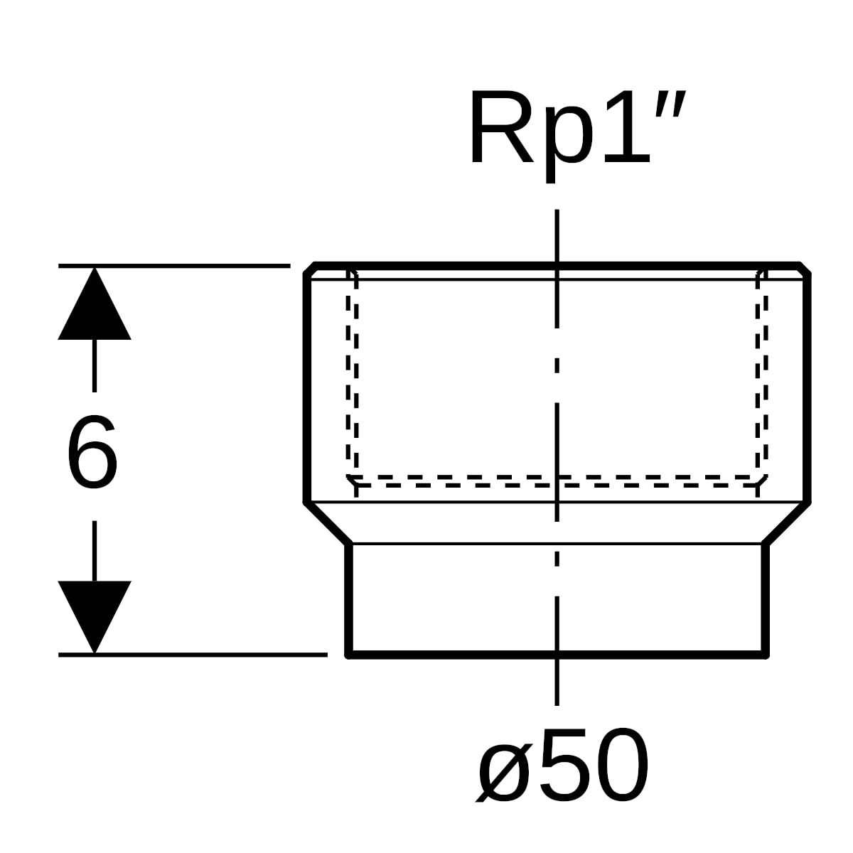 Geberit PE Übergang mit Innengewinde d50 Rp1