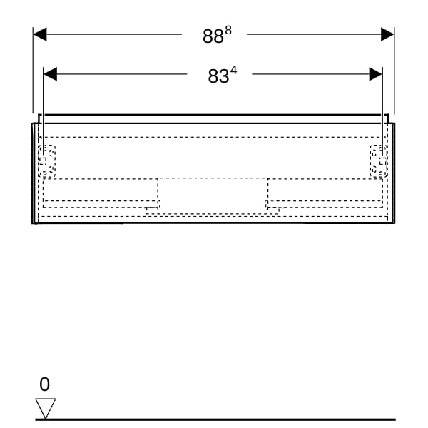 Geberit ONE Unterschrank für WT/-Platte 1 Schubl., 88,8x26,6x47cm, Nussb.hickory