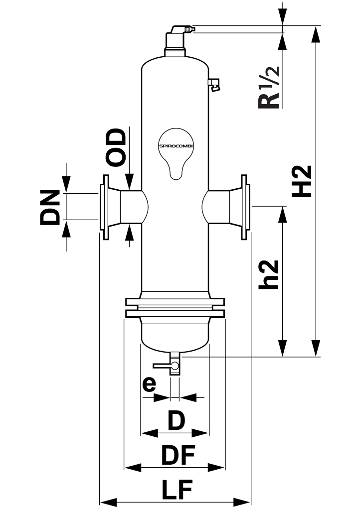 Spirotech Luft- u. Schlamm SpiroCombi demont. Hi-flow, DN 80, Flansch, 10 bar, 110 Gr