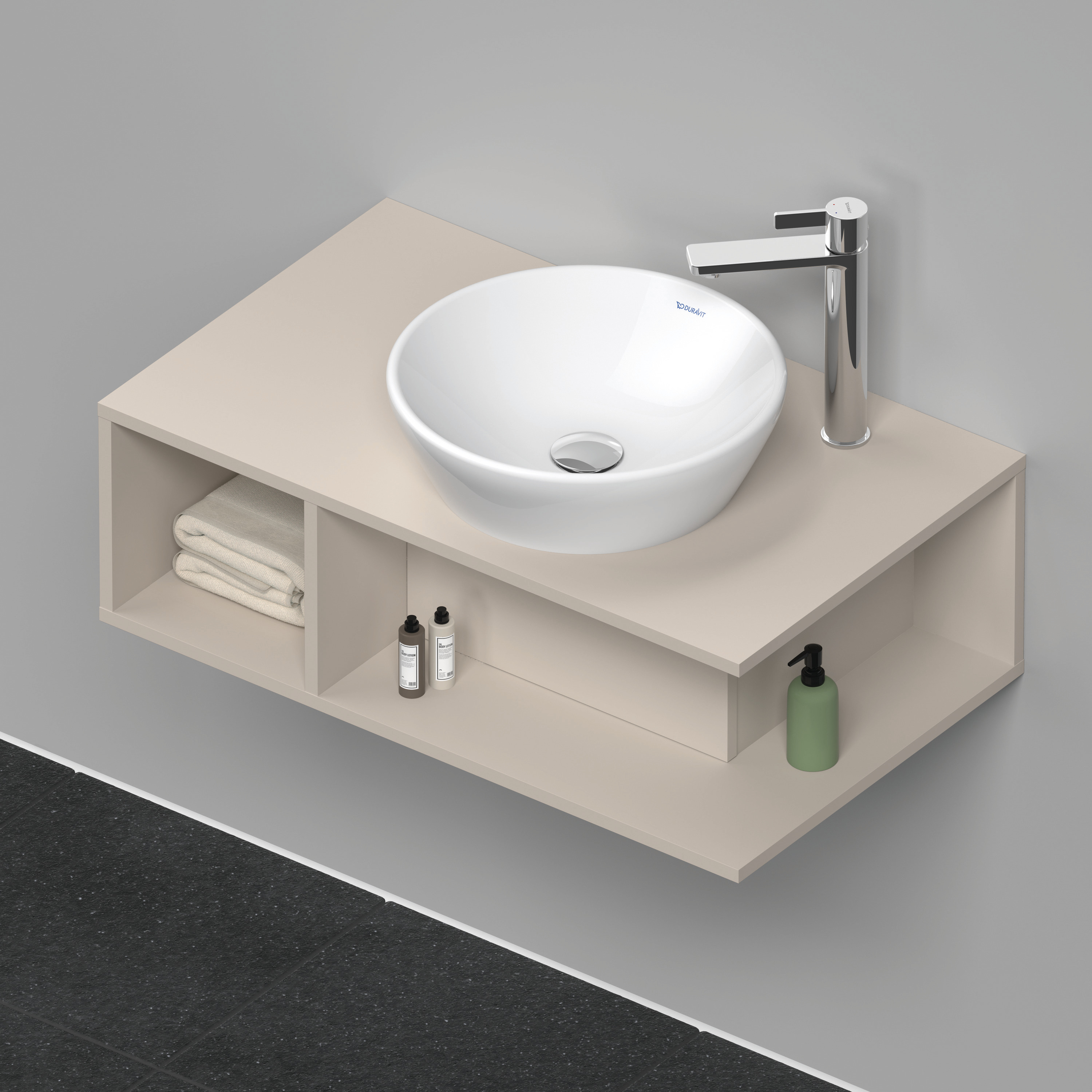 Duravit D-Neo WTU wandh.,1 offenes Fach l., 260x800x480mm, Taupe