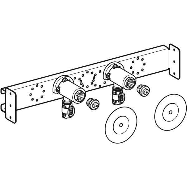 Geberit FlowFit Anschlusswinkel 90Gr vormontiert 2-fach Rg+ d20-Rp1/2 L:78mm
