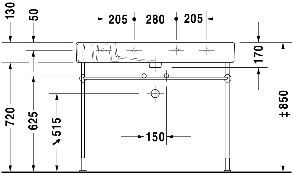 DU Möbelwaschtisch Vero 1050 mm mit ÜL, mit HLB, 1 HL, weiß WonderGliss