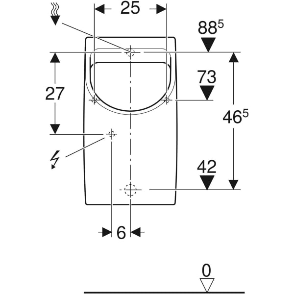 Geberit Renova Plan Urinal, Zulauf von hinten Abgang nach hinten, weiß, KeraTect