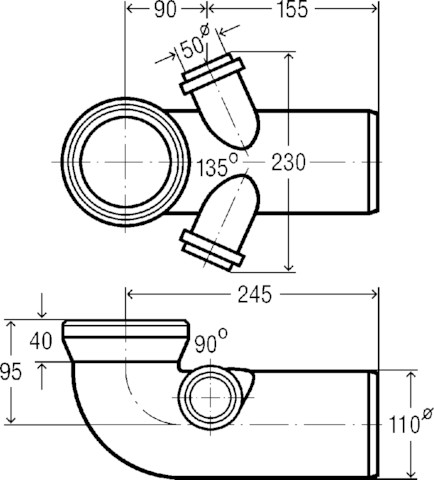 Viega WC Anschlussbogen 90 Grad 3811.3 in 50mm Kunststoff weiss
